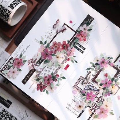5.5cm*120cm Retro Old Page Die Cutting Washi/PET Tape