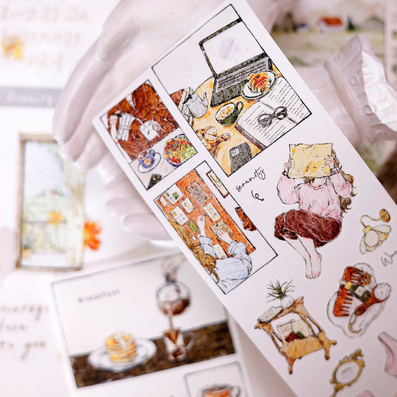 5.5cm*100cm Pace of life Die Cutting Washi/Fog PET Tape for journaling, scrapbooking and collage