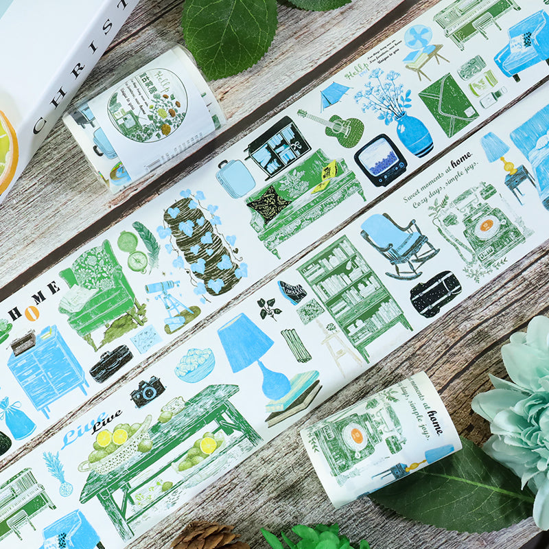Vintage home furnishings Washi Tape featuring vintage, and home designs for journaling, scrapbooking and collage