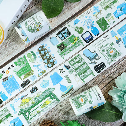 Vintage home furnishings Washi Tape featuring vintage, and home designs for journaling, scrapbooking and collage