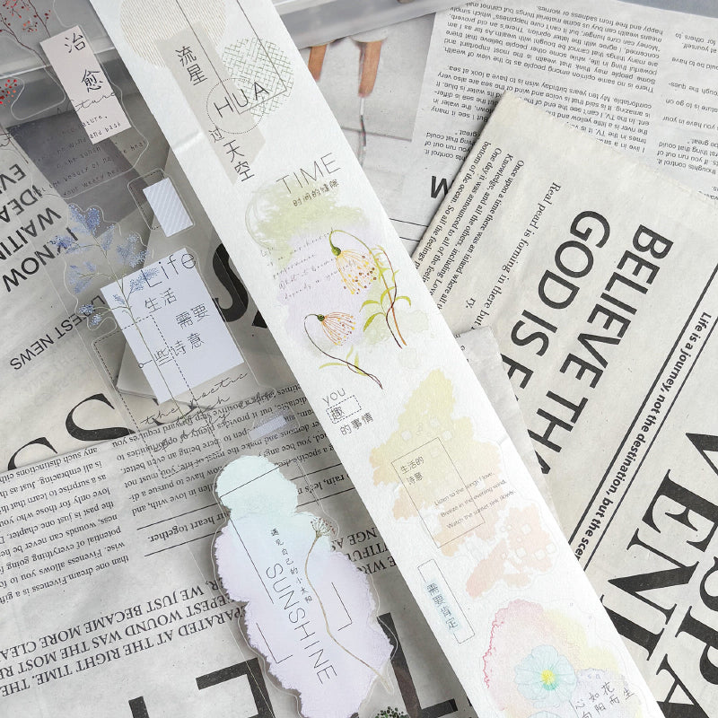 Whole Roll 5cm*6m Blending Watercolor Cloud Die Cutting Washi/PET Tape featuring cloud, and color designs for journaling, scrapbooking and collage