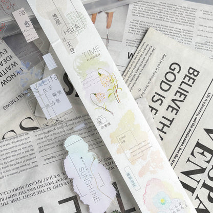 Whole Roll 5cm*6m Blending Watercolor Cloud Die Cutting Washi/PET Tape featuring cloud, and color designs for journaling, scrapbooking and collage