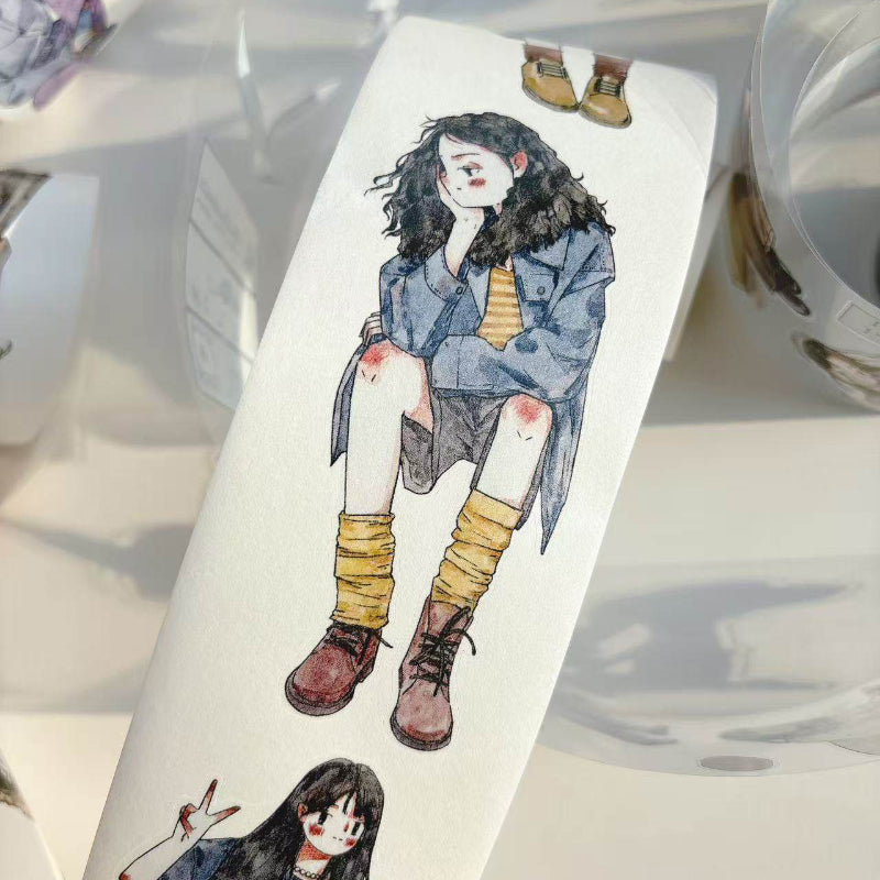 5.5cm*333cm Slow paced narrative Die Cutting Washi/PET/Fog PET Tape for journaling, scrapbooking and collage