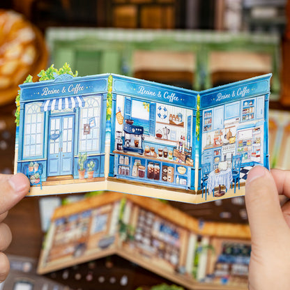 Miniature Street Scene Series 3D Sticker Book featuring book, street, and tree designs for journaling, scrapbooking and collage