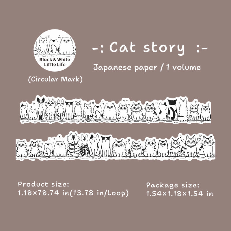 Black White Little Life Series Washi Tape