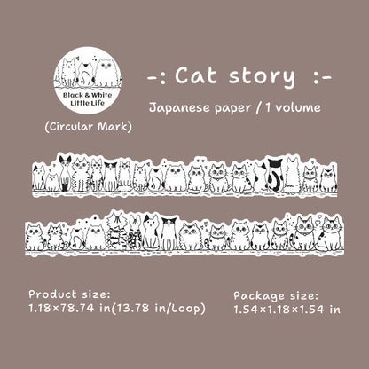 Black White Little Life Series Washi Tape