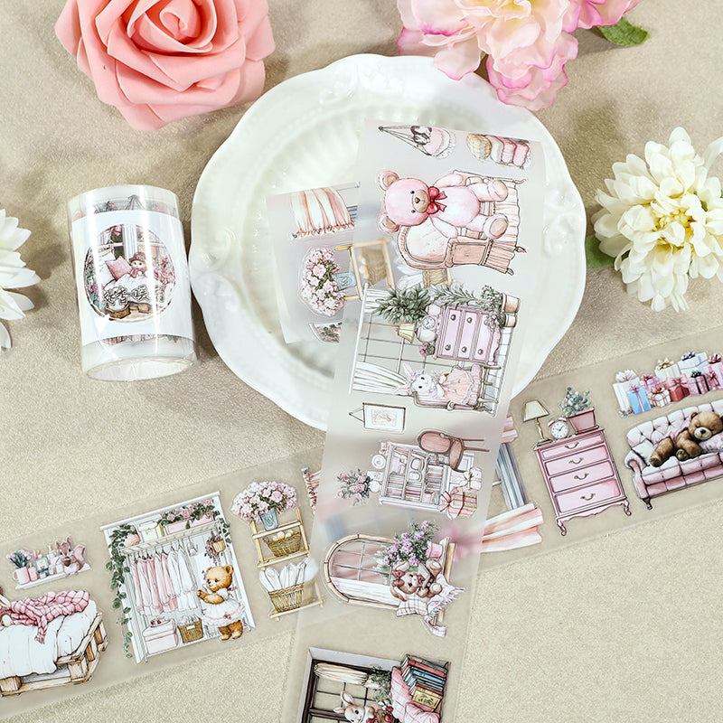 Warm Home Die Cutting Fog PET Tape featuring home designs for journaling, scrapbooking and collage