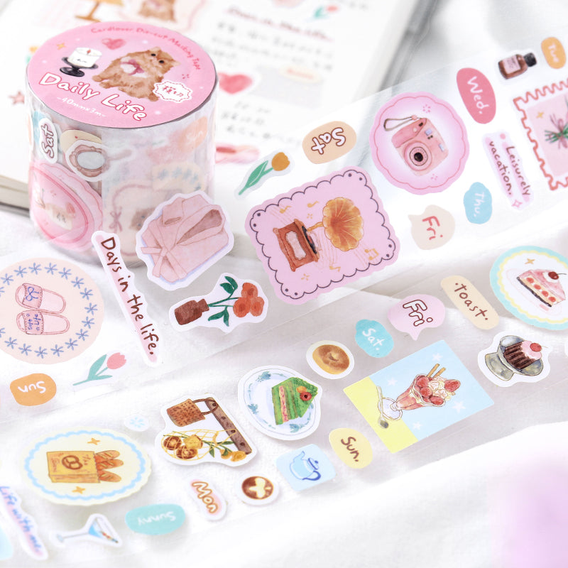 Healing Checklist Series Die Cutting Self-adhesive Tape featuring check designs for journaling, scrapbooking and collage