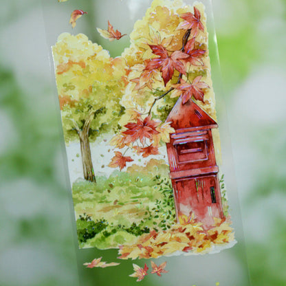 6.5cm*120cm Explore Mountains Shell Light PET Tape featuring light designs for journaling, scrapbooking and collage