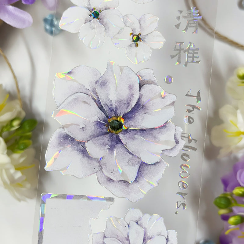 Whole Roll 6cm*5m Purple anemone Shell Light PET Tape featuring light designs for journaling, scrapbooking and collage