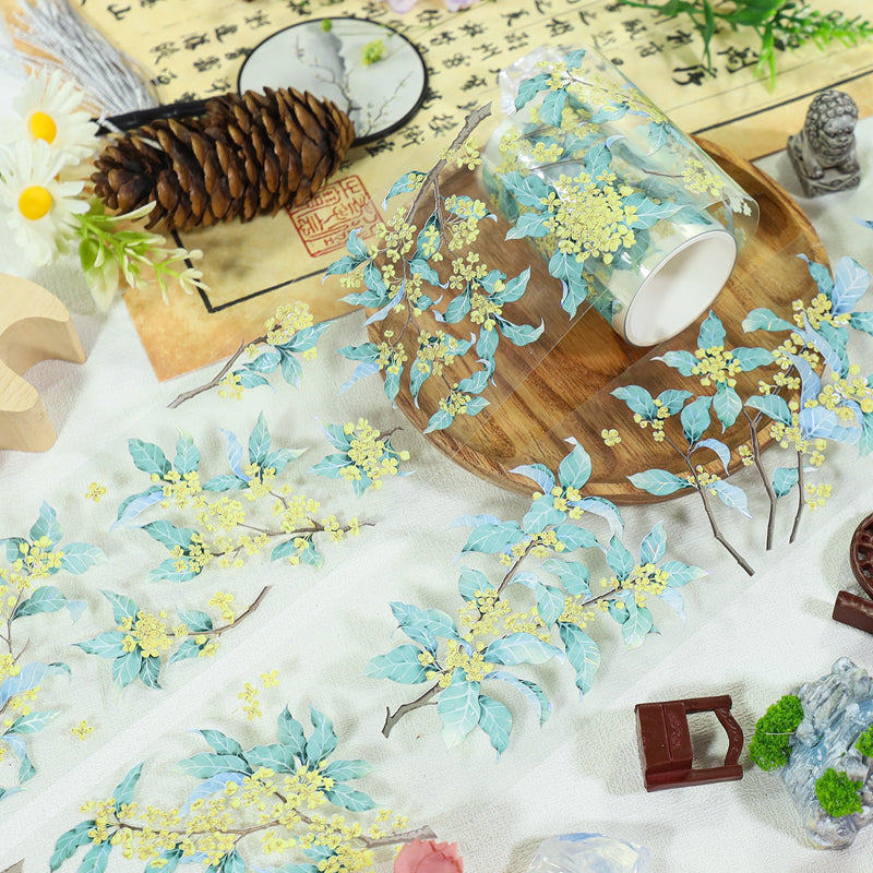 Glod Osmanthus Die Cutting Washi/Shell Light PET Tape featuring light designs for journaling, scrapbooking and collage