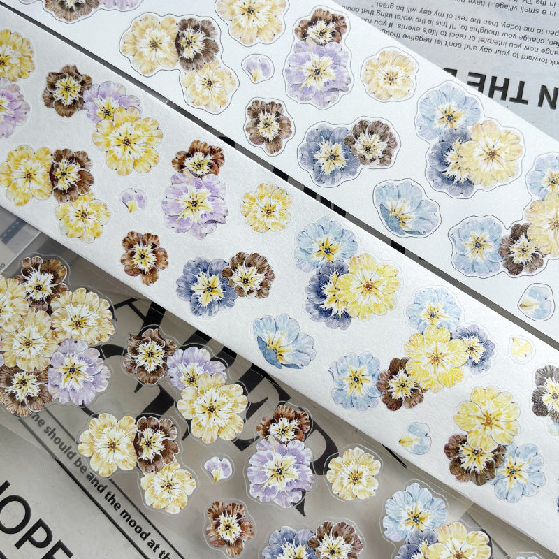 Whole Roll 5cm*5m Fairy Primrose Die Cutting Washi/PET/Flash Sand Synthetic Paper Tape featuring rose, and fairy designs for journaling, scrapbooking and collage