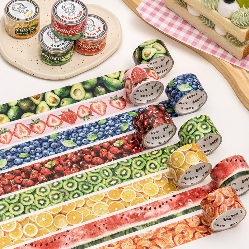 Fruit Canned Food Series Washi Tape featuring fruit designs for journaling, scrapbooking and collage