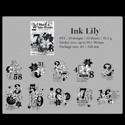 Ink-Washed Floral PET Sticker Pack