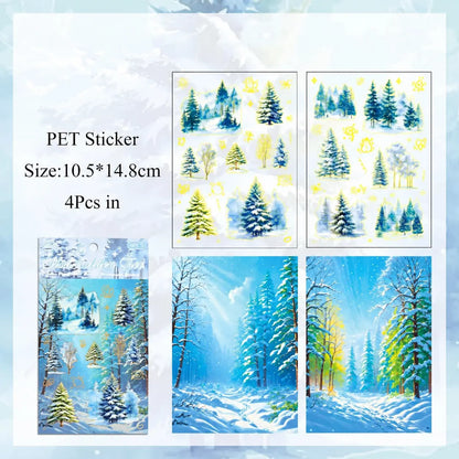 Golden Tree Shadow Sticker Sheet – Aesthetic Nature Journaling & Scrapbook Sticker