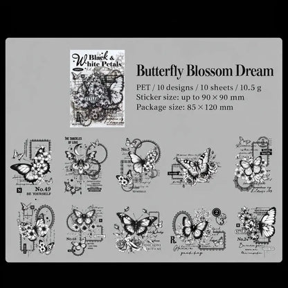 Ink-Washed Floral PET Sticker Pack