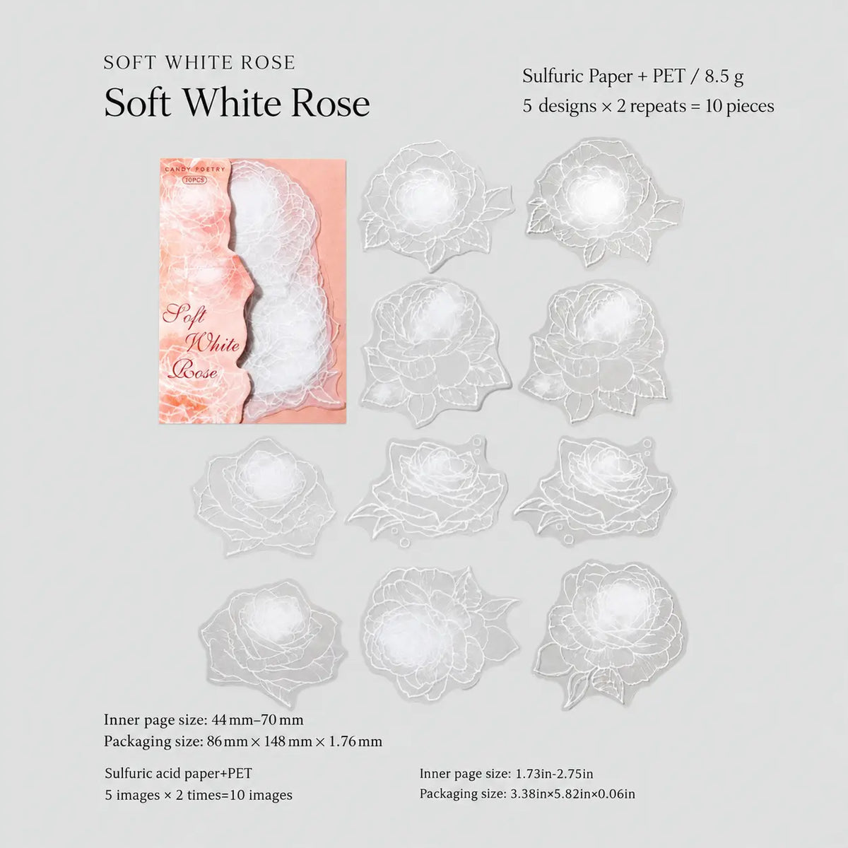 Moonlit White Garden Flower Sticker Pack