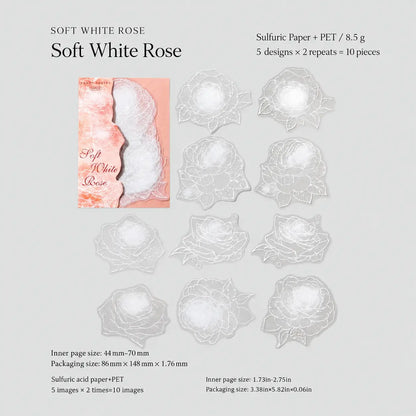Moonlit White Garden Flower Sticker Pack