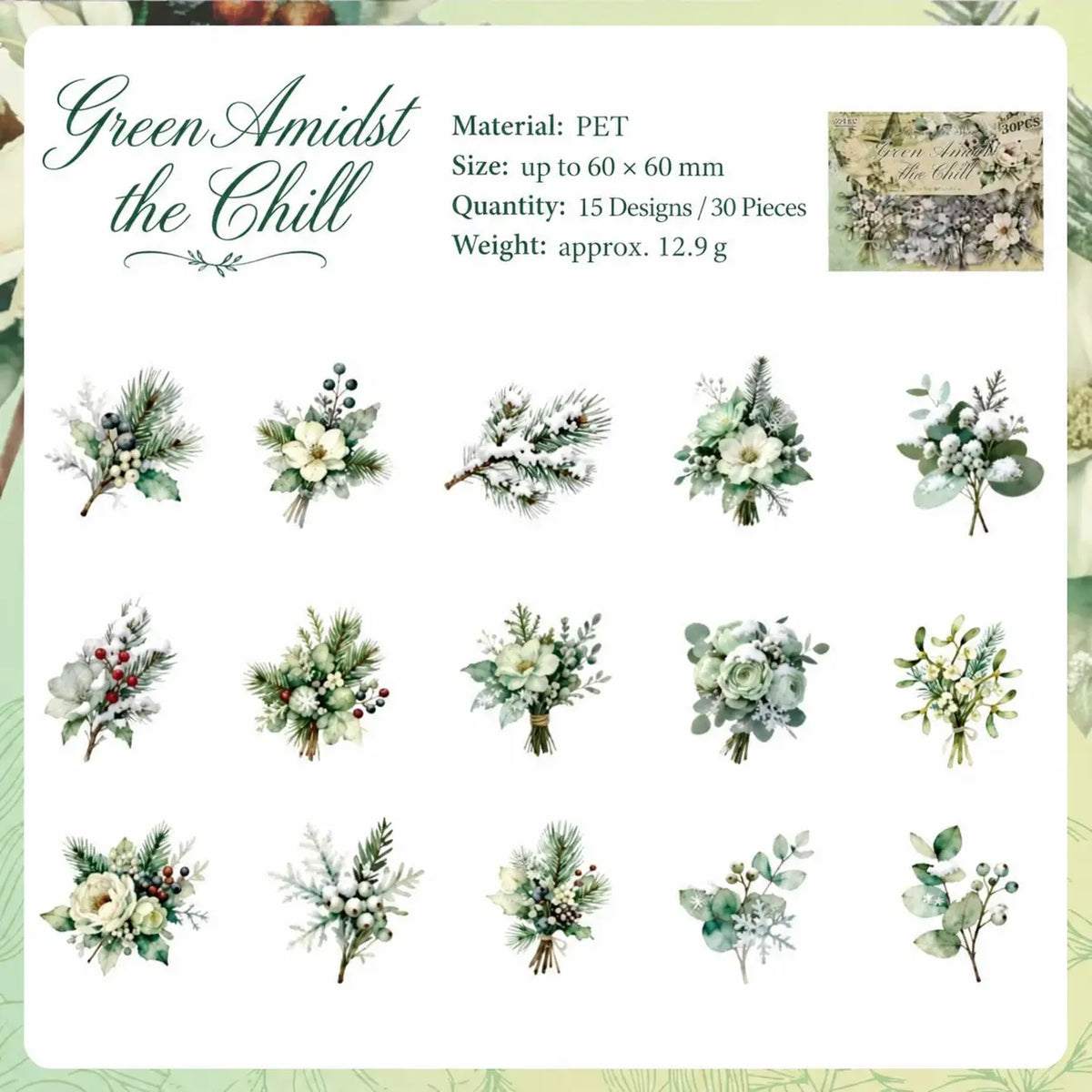 Winter Rose Flutter Sticker Pack