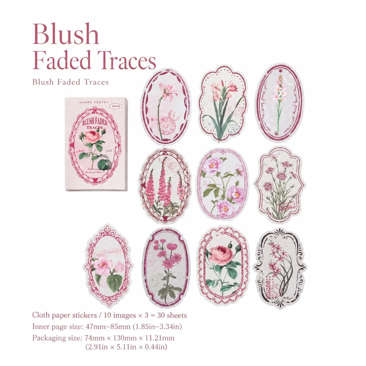 Boîte d'autocollants floraux vintage Blossom Archive