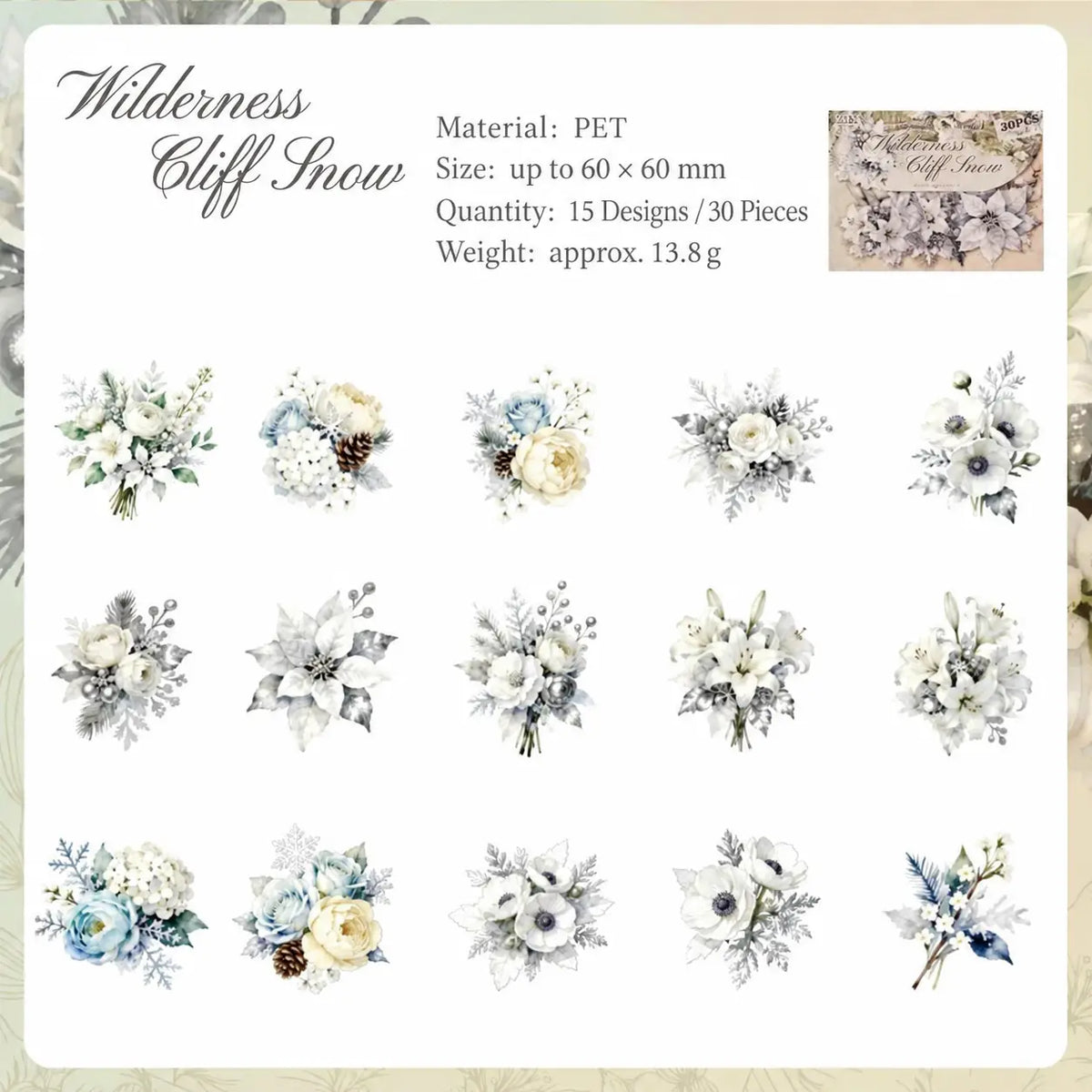 Winter Rose Flutter Sticker Pack