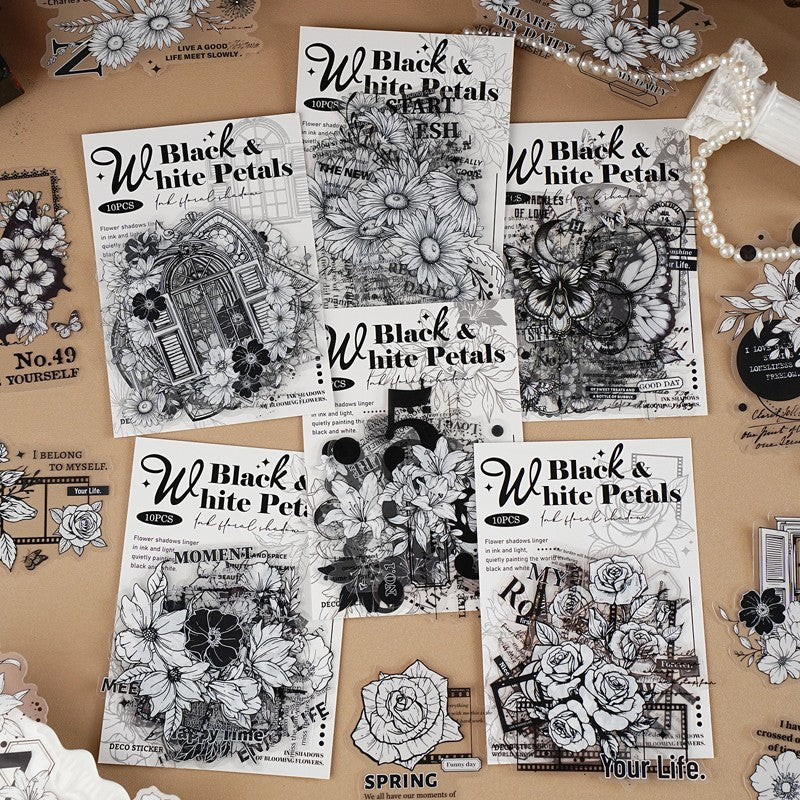 Ink-Washed Floral PET Sticker Pack
