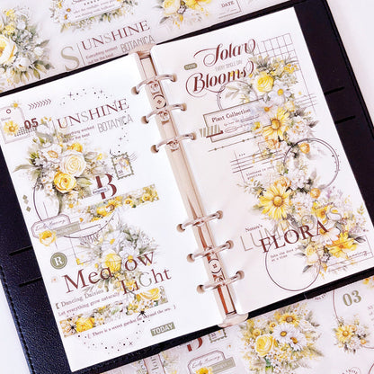 6cm*100cm Sunshine Florals Die Cutting PET Tape featuring floral, and sun designs for journaling, scrapbooking and collage