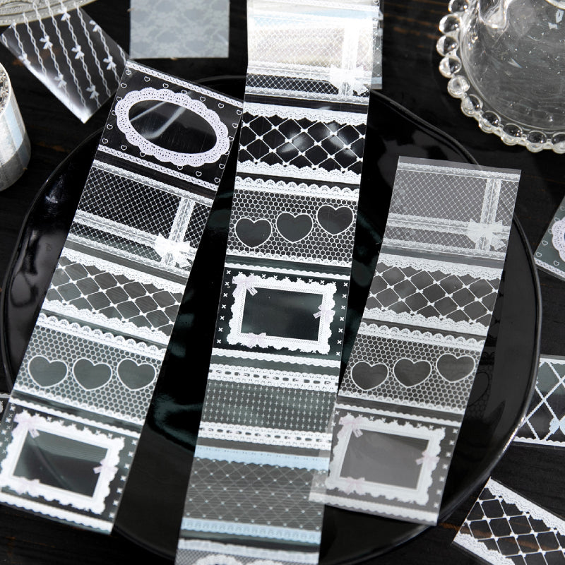 Lace Old Color Series PET Tape featuring old, lace, and color designs for journaling, scrapbooking and collage