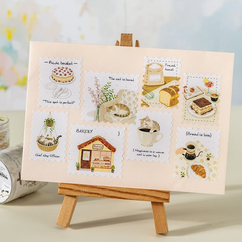 Spring Prelude Series tape featuring spring breeze, flower room, lazy cat cafe, and stream shelter designs for journaling, scrapbooking and collage