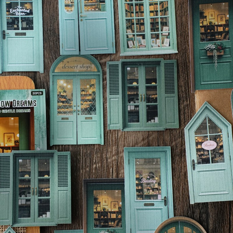 Door and Window Dream Series Retro Door and Window Sticker Pack featuring dream, retro, and wind designs for journaling, scrapbooking and collage