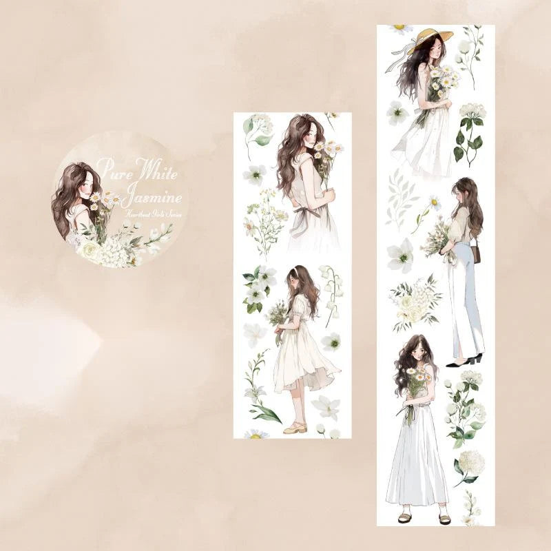 Light Vintage Figure & Flower Washi Tape