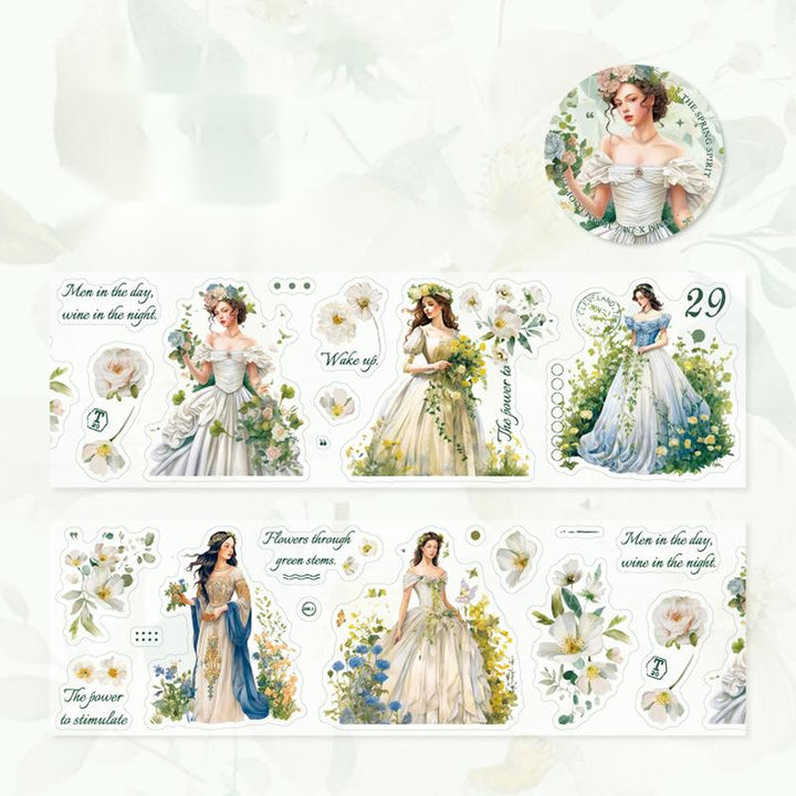 Vintage Art Girl Floral PET & Washi Tape