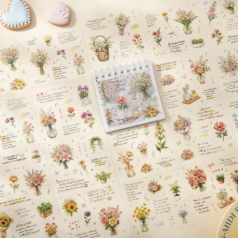 Flowers & Poetry of Life PET Coil Sticker Book