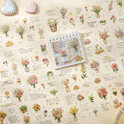 Flowers & Poetry of Life PET Coil Sticker Book