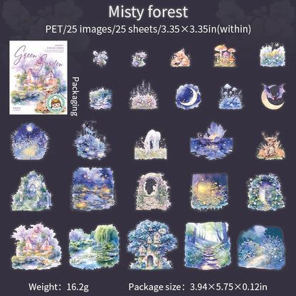 Green Garden White-Ink PET Sticker Pack