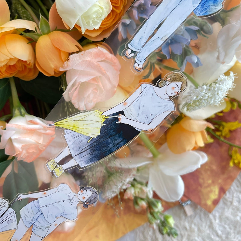 Whole Roll 6cm*10m It's raining Die Cutting Washi/PET/Fog PET Tape featuring rain designs for journaling, scrapbooking and collage