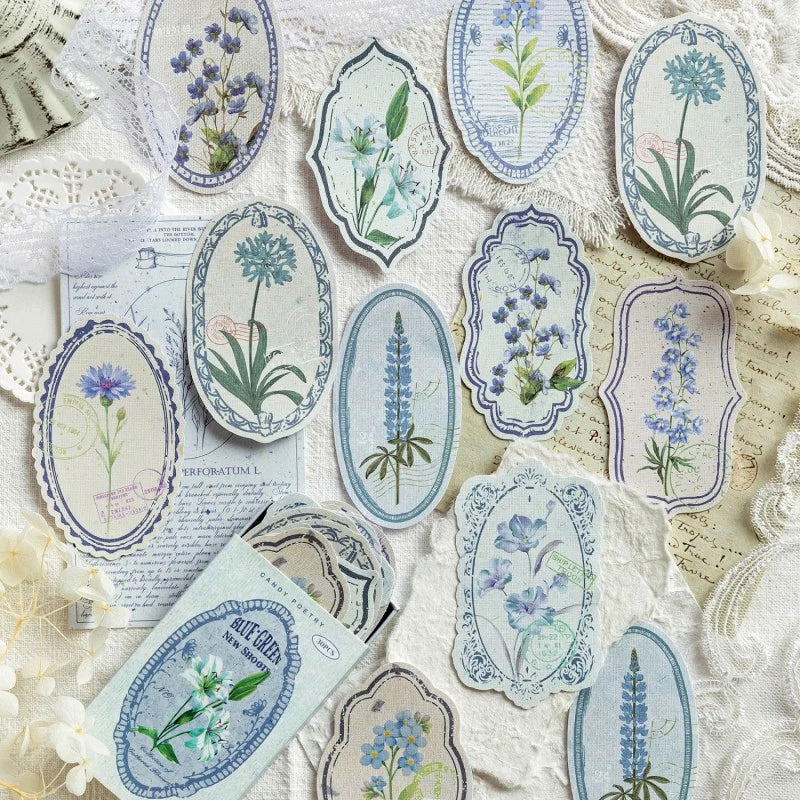 Boîte d'autocollants floraux vintage Blossom Archive