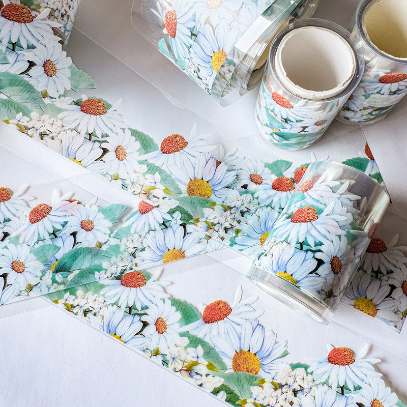 Daisy Dream in Green Rhyme PET Tape featuring dream, and green designs for journaling, scrapbooking and collage