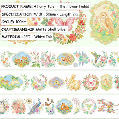 Flower Fields Fairy Tale Shell Silver Fog PET Tape