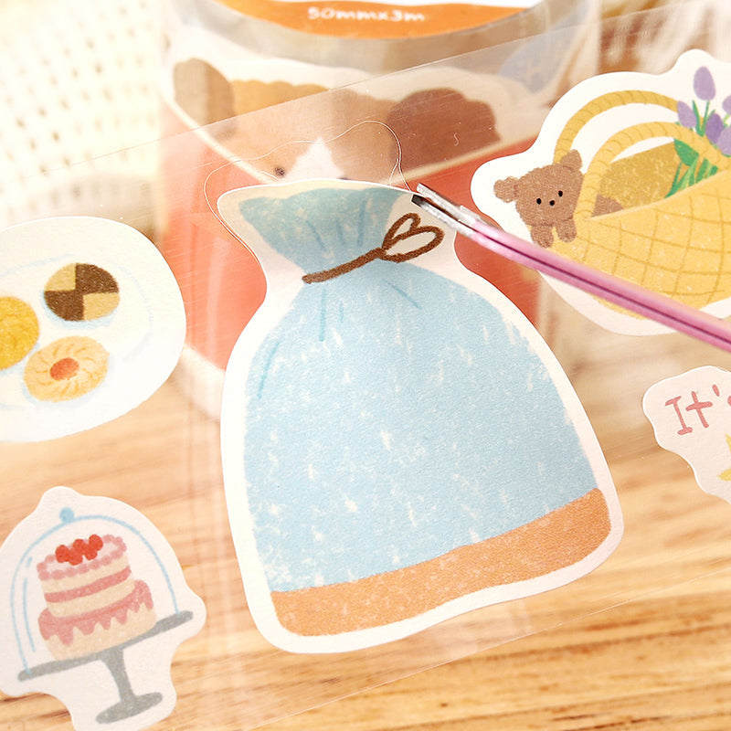 Warm Little Happiness Series Die Cutting White Kraft Paper Tape featuring white designs for journaling, scrapbooking and collage