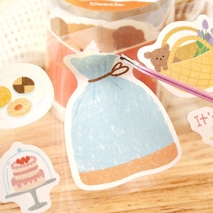 Warm Little Happiness Series Die Cutting White Kraft Paper Tape featuring white designs for journaling, scrapbooking and collage
