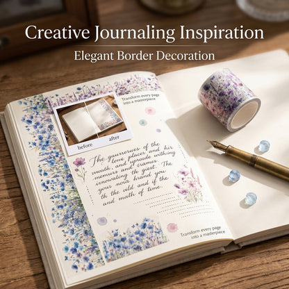 Words In The Flowers Series PET Tape featuring flower designs for journaling, scrapbooking and collage