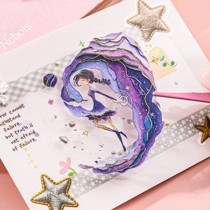 Star Island Wandering Series Sticker featuring island, and star designs for journaling, scrapbooking and collage