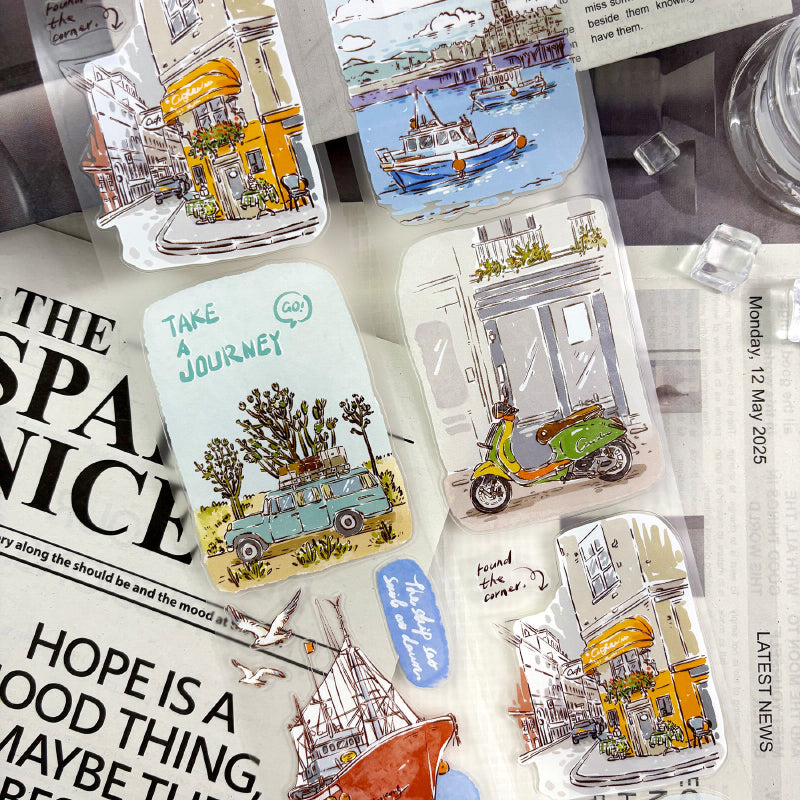 7cm*100cm Take a Journey Die Cutting Washi/PET/Fog PET Tape for journaling, scrapbooking and collage