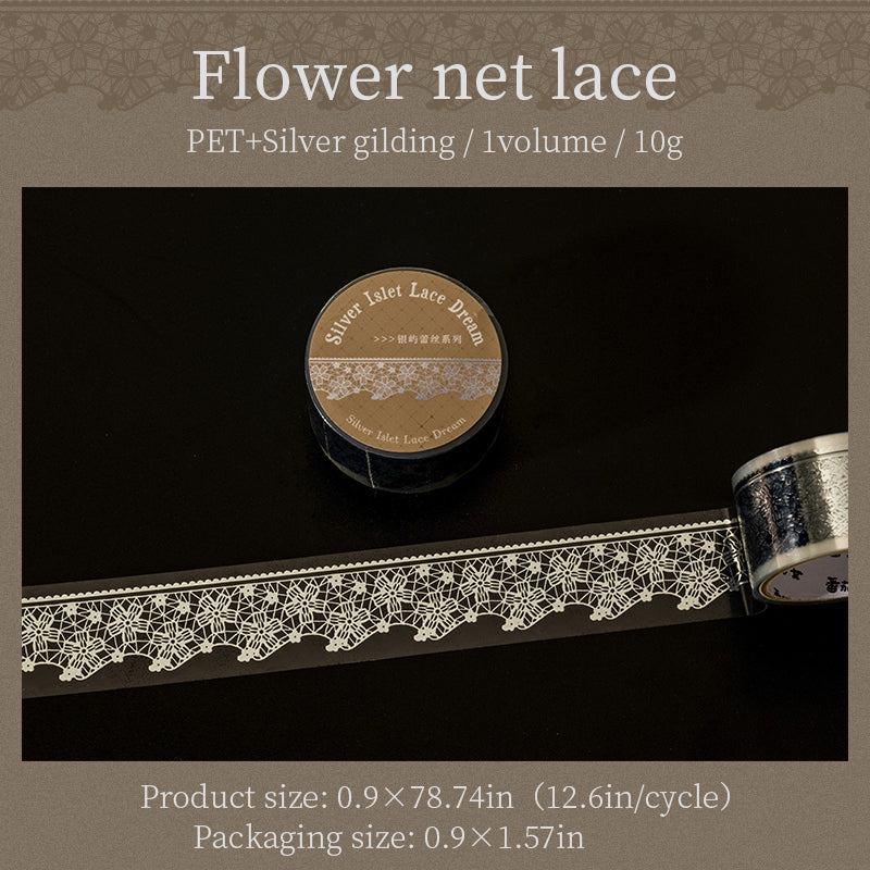 Silver Islet Lace Dream Series Silver Stamping PET Tape