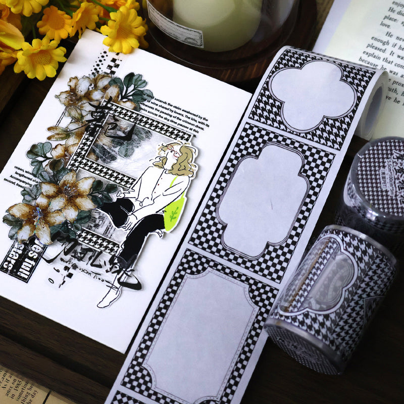 5.5cm*100cm Modern frame Die Cutting Washi/PET Tape for journaling, scrapbooking and collage