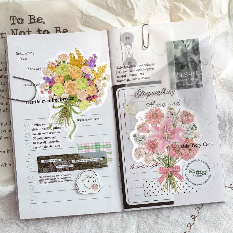 Floral Note Tales Series Sticker Pack featuring floral, tale, and note designs for journaling, scrapbooking and collage
