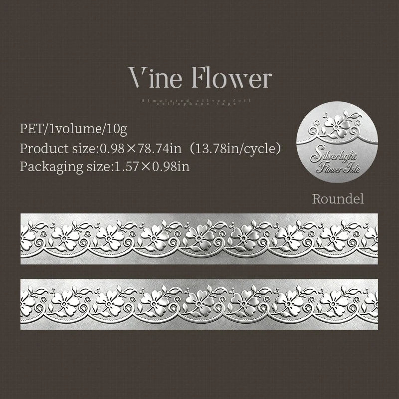 Silver Light Flower Island Foil PET Tape