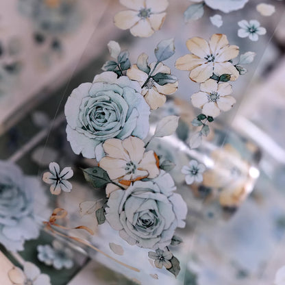 Mint Green Vintage Floral PET & Washi Tape
