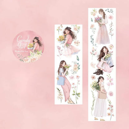 Light Vintage Figure & Flower Washi Tape